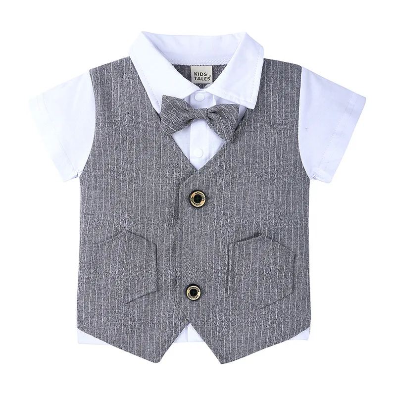 Комплекты одежды для детей; Одежда для маленьких джентльменов; Повседневная футболка в полоску с короткими рукавами; топы+ шорты+ галстук; костюмы