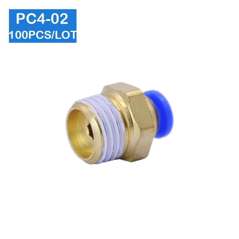 Высокое качество 100 шт много BSPT PC4 02 4 мм до 1/4 &quotПневматические соединители