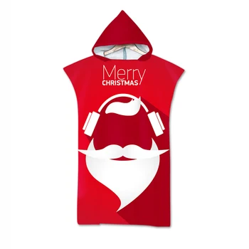

Double sided Print Christmas Robe Bath Towel Outdoor Adult Hooded Beach Towel Poncho Bathrobe Towels Women Man Bathrobe aHT22