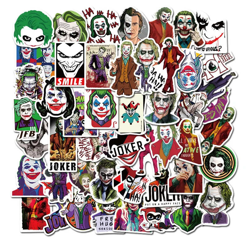 50PCS The Joker Anime Stickers Cartoon Clown Style for Case Laptop Motorcycle Skateboard Luggage Decal Children Toy Sticke