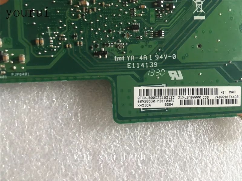  yourui High quality For ASUS X451CA X451C Laptop motherboard with1007u CPU 4GB RAM DDR3 Test ok