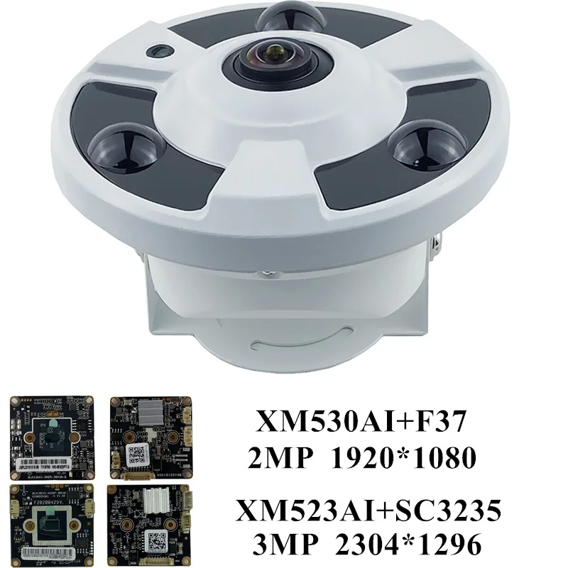 3MP 2MP панорамная IP металлическая потолочная купольная камера рыбий глаз 180