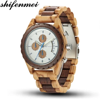

Shifenmei Full Wooden Watches Men 2019 Chronograph Watch Men Fashion Sports Wristwatch Top Brand Luxury Military Quartz Watch