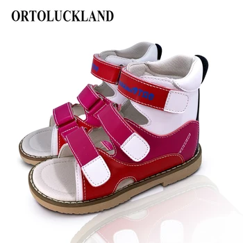 

Clearance Sale Kids Orthopedic Shoes Girl Fashionable Arch Support Microfiber Leather Sandals Lovely Summer Red and White Sandal
