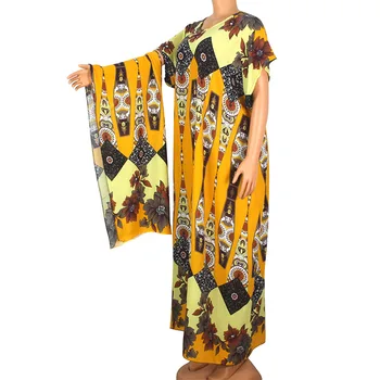 

2020 High Quality Fashion African Dresses For Women 100% Cotton O-Neck Short Sleeve Long Dress Modern Summer African Women Dress