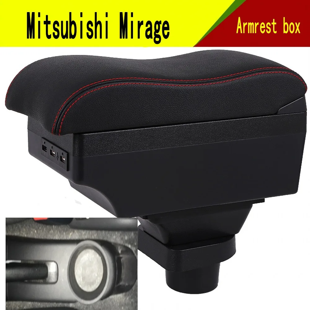 

For Mitsubishi Mirage Space Star Armrest Box Center Console Central Store Content Storage with Cup Phone Holder USB Interface