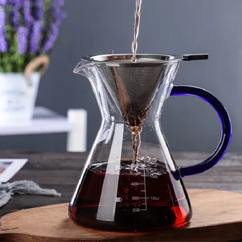 

Hand Punch Glass Coffee Pot with Filter Clear Teapot Heat-resistant Coffee Kettle Explosion-proof Water Bottle Cafe Coffeeware