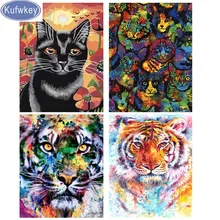 tiger and cat Diamond Painting Cross Stitch Full Square/round drill Mosaic Diamond Embroidery Rhinestone Anime photo Custom