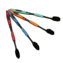 4 шт. Здоровый Уход за полостью рта бамбук древесный уголь Нано профилактическая зубная щетка двойная ультра мягкая нано-Антибактериальная Угри зубная щетка