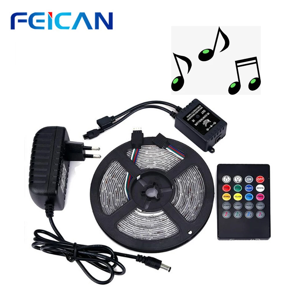 

2835 RGB USB Led Strip Set With 20Key RF Remote Led Music Controller USB LED Light Strip For TV Background Lamp Ribbon Led Tape