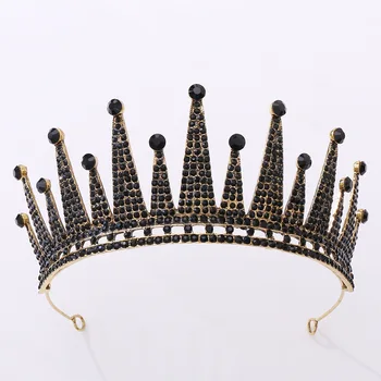 

New Queen Crown Bridal Vintage Black Crystals Tiaras Crowns Hair Jewelry Wedding Hair Accessories Halloween Jewelry Wedding Gift