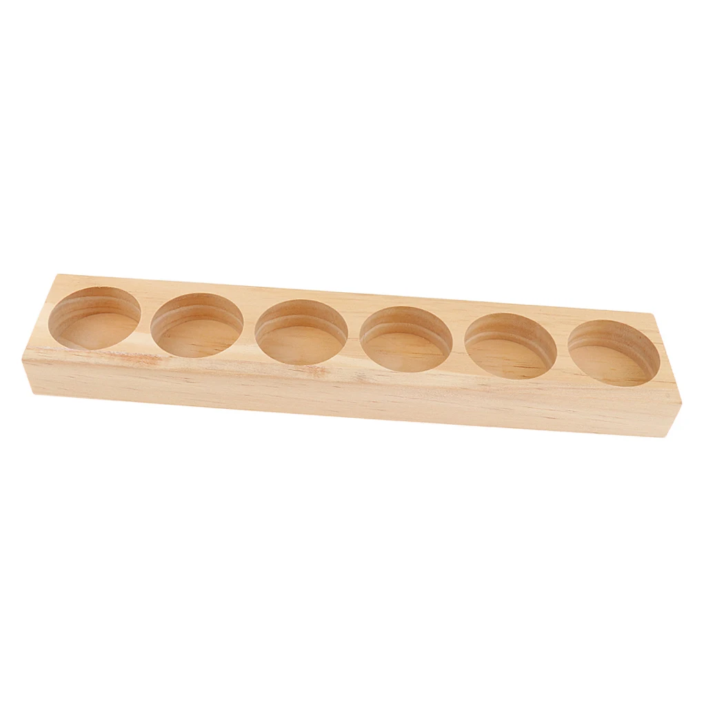 Pine Wood Essential Oil Perfume Displaying Rack Organizer 6 Slots 30ml Bottles Stand Holders 25.9x4.9x 2 cm