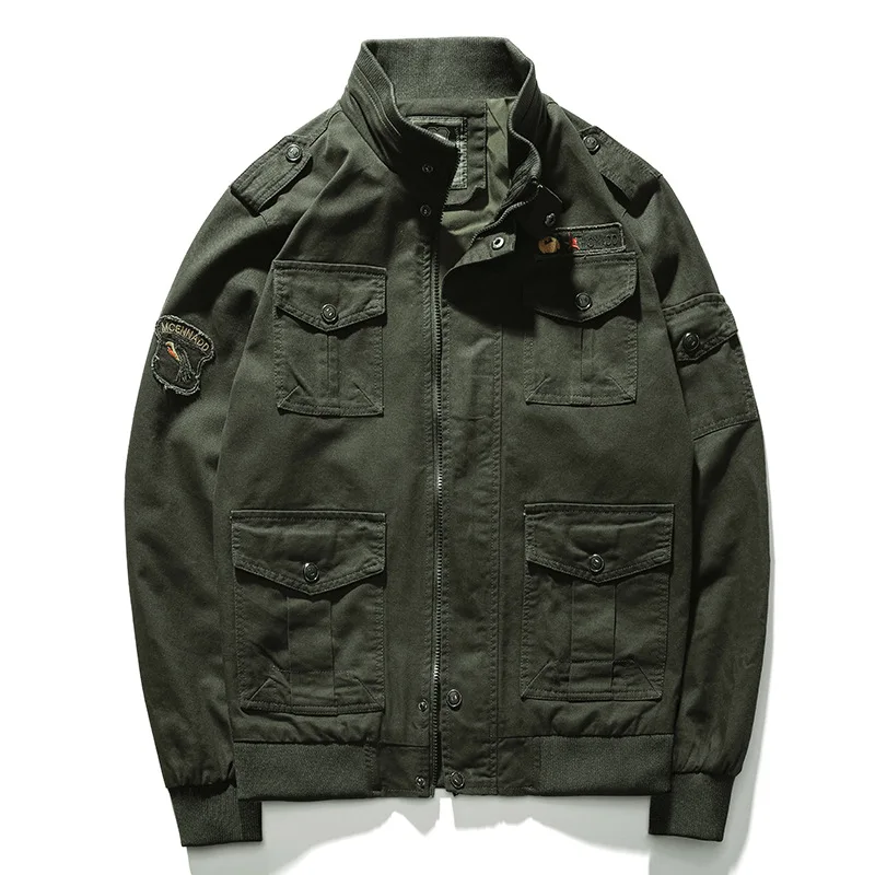 

Spring And Autumn Quarter Winter MEN'S Jacket Large Size Flight Jacket Washed Cotton Military Workwear Coat