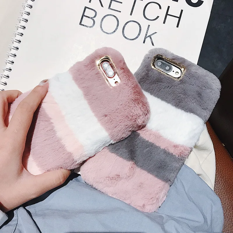 YISHANGOU Cute Warm Furry Fluffy Case for Apple IPhone 11 Pro Max XR XS MAX X 6 6S 7 8 Plus Soft TPU Fur Hair Cover Shell Coque