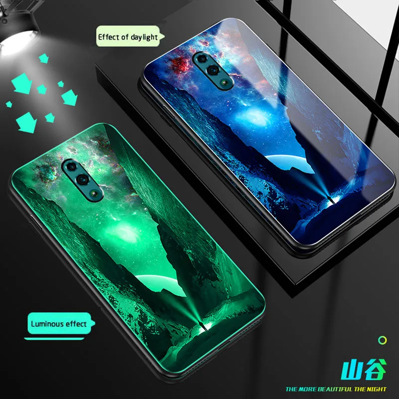 Светящийся стеклянный чехол для OPPO Reno 10x Zoom Z задняя крышка Realme X Lite 3pro A9 F11 R17 19 Find