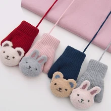 Sheng Qi/корейский стиль; милая теплая вязаная сумка с героями мультфильмов для студентов; детские перчатки для девочек; Сезон Зима; поколение полных