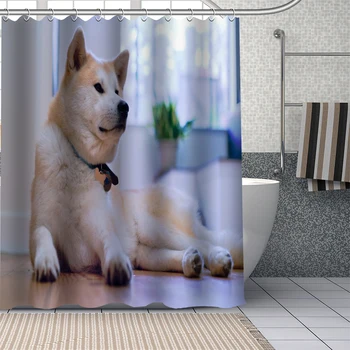

Custom Akita dog Shower Curtains DIY Bathroom Curtain Fabric Washable Polyester for Bathtub Art Decor douchegordijn
