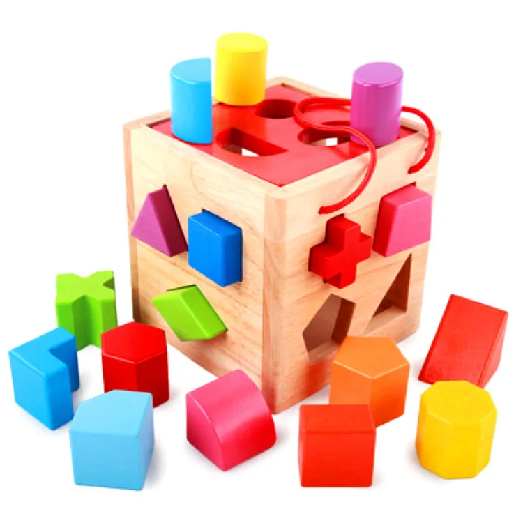 

Hand Wooden Shape Geometry Matching Building Blocks Seventeen Hole Intelligence Box CHILDREN'S Building Blocks Educational Early