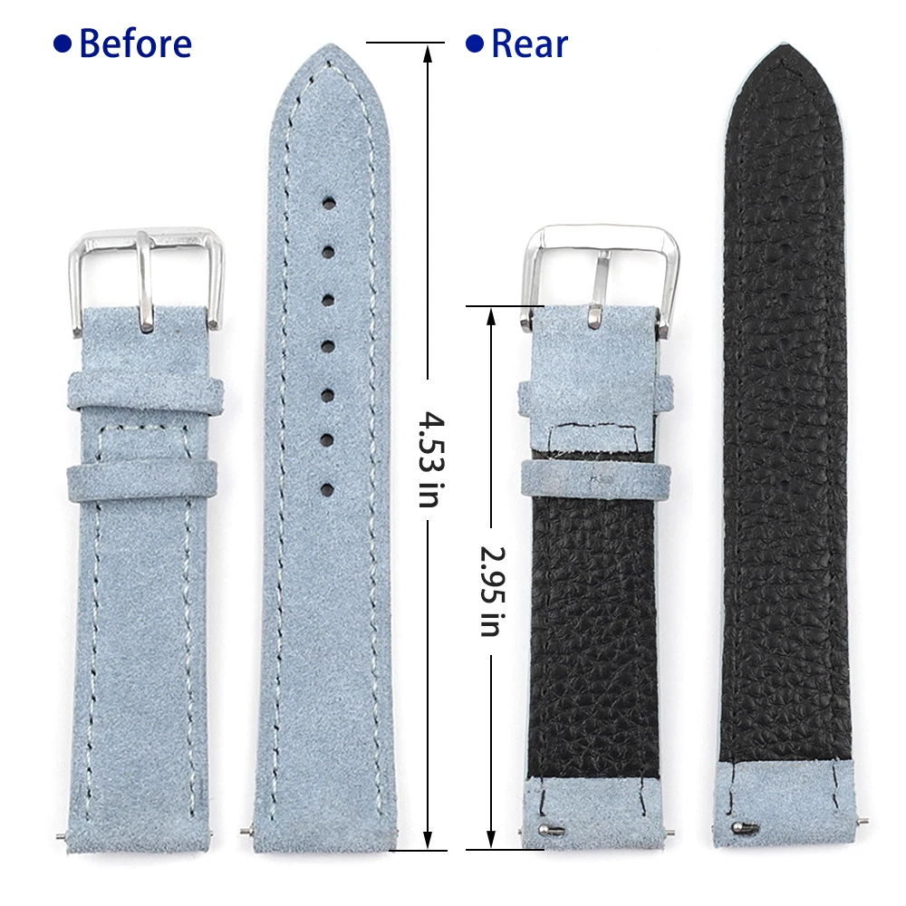 Soft Suede Leather Watch Band 18mm 19mm 20mm 22mm 24mm Blue Watch Straps Stainless Steel Buckle Watch Accessories Soft Suede Leather Watch Band 18mm 19mm 20mm 22mm 24mm Blue Watch Straps Stainless Steel Buckle Watch Accessories