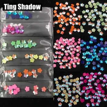 

60pcs 6mm flower Fluorescent Mocha AB Crystal glue on Nail purple Neon Rhinestones Clothes Nail 3D Nail Art Decoration