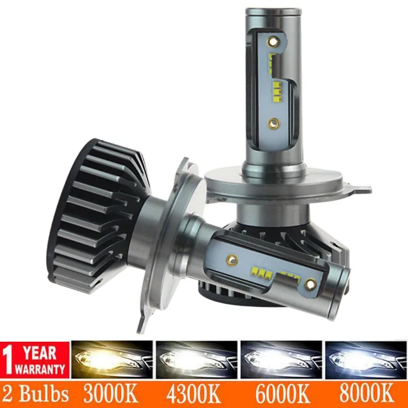 Светодиодсветодиодный лампы для автомобильных фар 2 шт. H4 H7 9003 HB2 H11 LED H1 H3 H8 H9 880 9005
