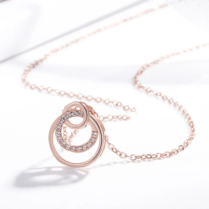 

Korean-style Elegant Zhensanhuan Rose Gold Plated Necklace Versatile Girl'S Sweater Chain Interlocking Exquisite Necklace