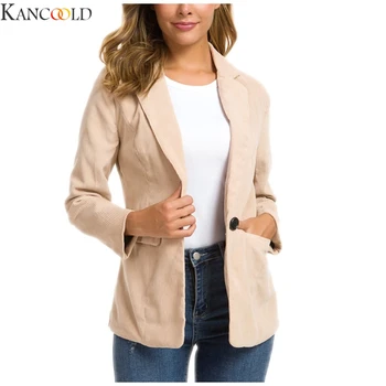 

KANCOOLD Women Blazer Solid Long Sleeve Suit Coat Biker Jacket Outwear Tops Women's Office Print Suit Winter Long Blazer New