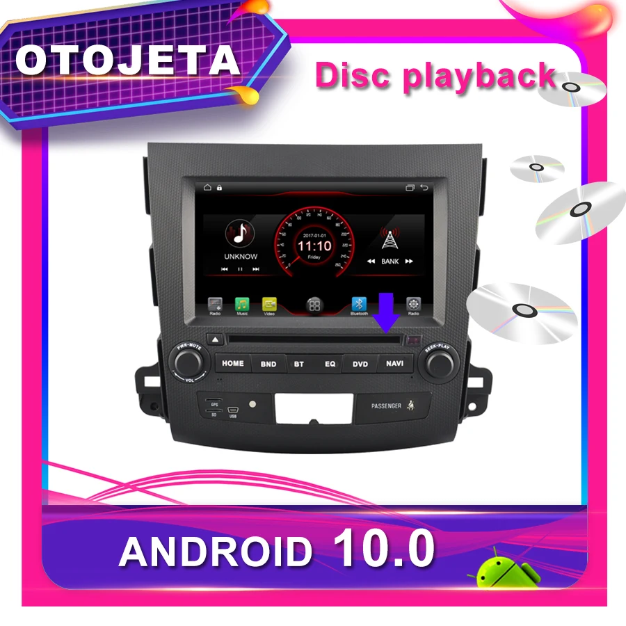Автомобильный DVD плеер OTOJETA Android 10 0 автомобильный GPS для MITSUBIHI OUTLANDER 2006 2012