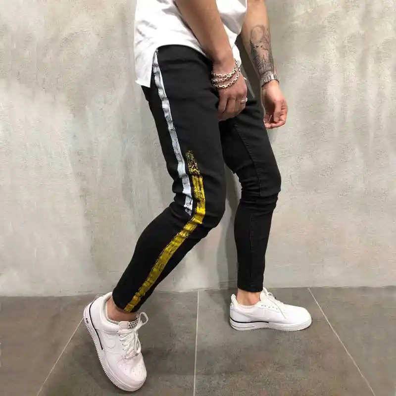 side stripe skinny pants