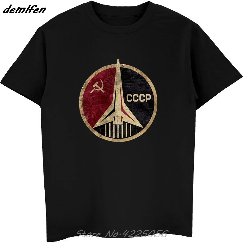 CCCP Russian Soviet USSR T-Shirt Hammer And Sickle Print Men Summer Short Sleeve O-neck Tees Tops Harajuku Streetwear | Мужская одежда