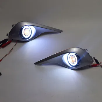 

For Toyota Highlander 2012-2014 2x LED Daytime Running Lights DRL Projector Lens Fog lights + Angel Eyes Kit