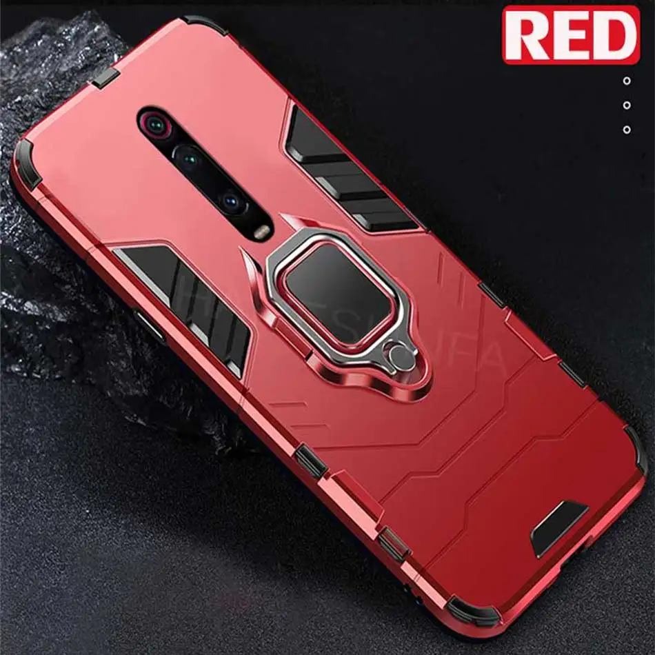 Red Роскошный защитный чехол Magentic для Xiaomi Redmi Note 8 7 6 5 K20 4X Pro, силиконовый чехол для Redmi 7 7A 8A 5 Plus, автомобильный держатель, чехол с кольцом - Цвет: Red