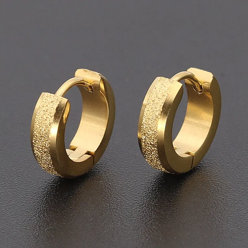 2024 Trendy Black Metal Hoop Earrings For Men Punk Gothic