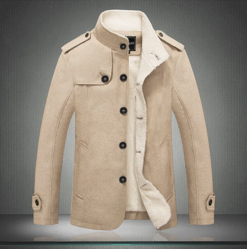 

Male Wool Blend Men Coat Winter Men Coat Fashion Brand Clothing Fleece Lined Thick Warm Woolen Overcoat