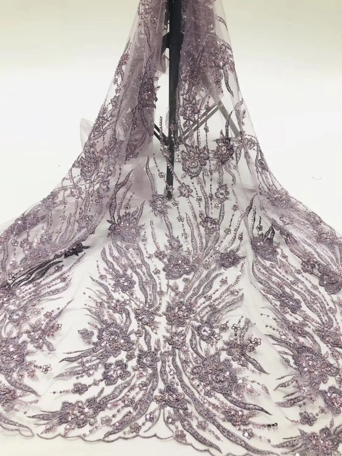 5 ярдов, jhl02-4, грязно-розовый, ручная работа, ветка, бисер, хорошее качество, вышивка, сетка, кружевная ткань для распиловки, БР, свадебное платье