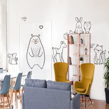 

Nordic cartoon animal Wall sticker shy bear fox baby kids room creative adhesive stickers home decoration wallpaper NEW