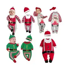 Костюм Санта-Клауса для маленьких мальчиков и девочек; Рождественский детский маскарадный комбинезон; зимняя одежда; комбинезон с длинными рукавами; Рождественский комбинезон для младенцев