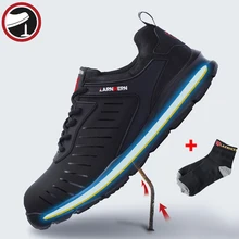 LARNMERN/Мужская Рабочая и защитная обувь со стальным носком; противопрокольная защитная обувь; дышащие ботинки; Рабочая обувь со светоотражающими полосками