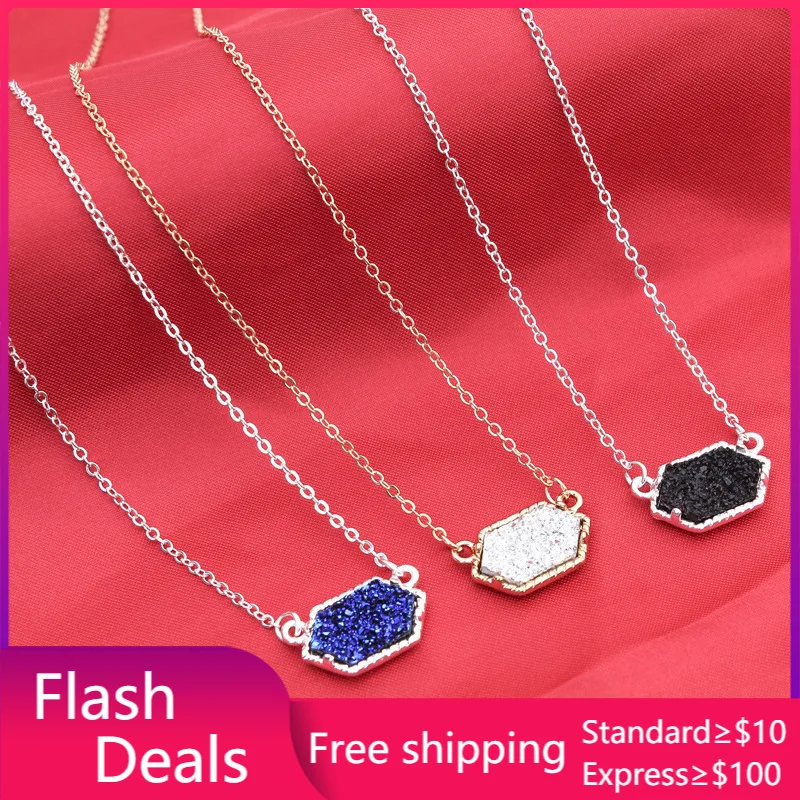 Горячее предложение Druzy Drusy ожерелье модное овальное из смолы Kallaite Howlite