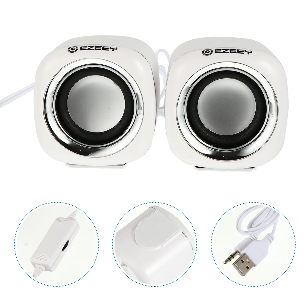 

1 Pair Computer Speaker USB Durable Mini Portable Dual Speaker Unit Plating Speaker Music Player Sound Box