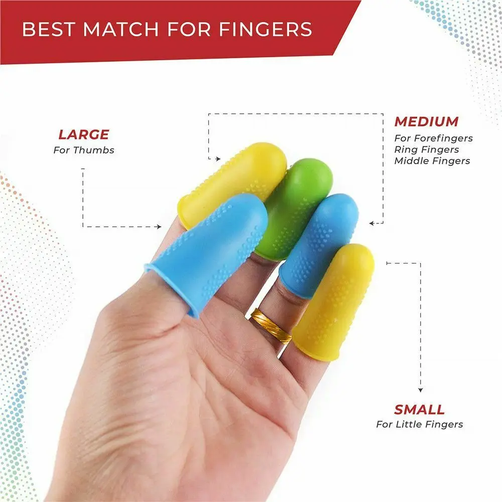 5PCs/set Silicone Rubber Thimble Guard Caps Non-slip Finger Protector Silicone Finger Cover Sewing ProtectorsTool Accessories