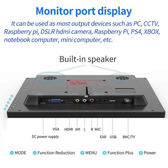 Bnztruk Moniteur Externe Portable 13 Pouces HD 1366x768 Petit écran HDMI  pour Ordinateur Xbox Ordinateur Raspberry Pi caméra CCTV, PC 16:9, 60HZ,  Plug & Play : : Informatique