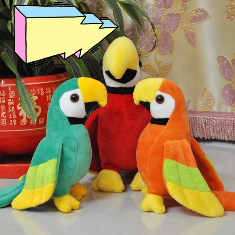 20CM Cute Animal Short Plush Doll Lovely Pet Parrot Short Plush Toys Soft Stuffed Dolls
