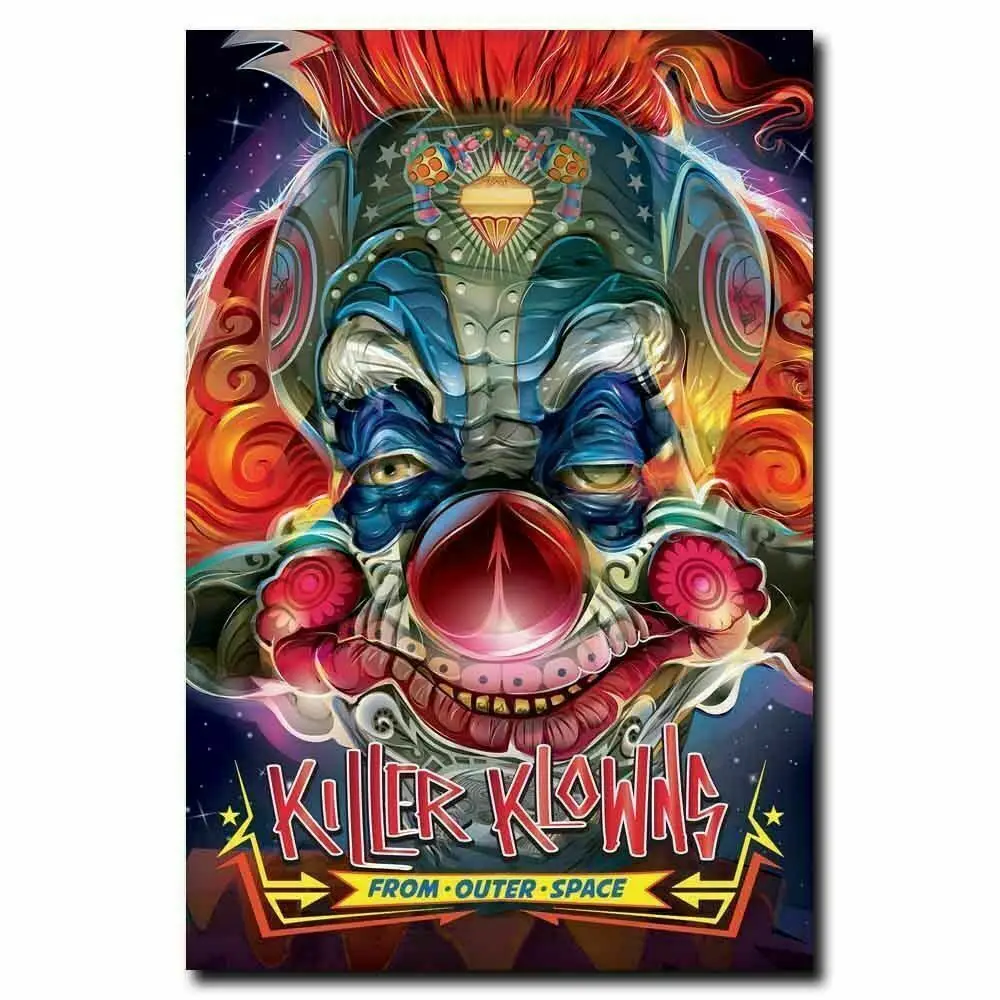 Hot Killer Klowns Dallo Spazio Esterno Anni '80 Movie Silk Fabric Wall Poster Art Decor Sticker Bright