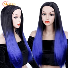 MEIFAN длинные прямые синтетические модные парики для женщин высокое качество Ombre черный розовый серый синий фиолетовый косплей вечерние парики