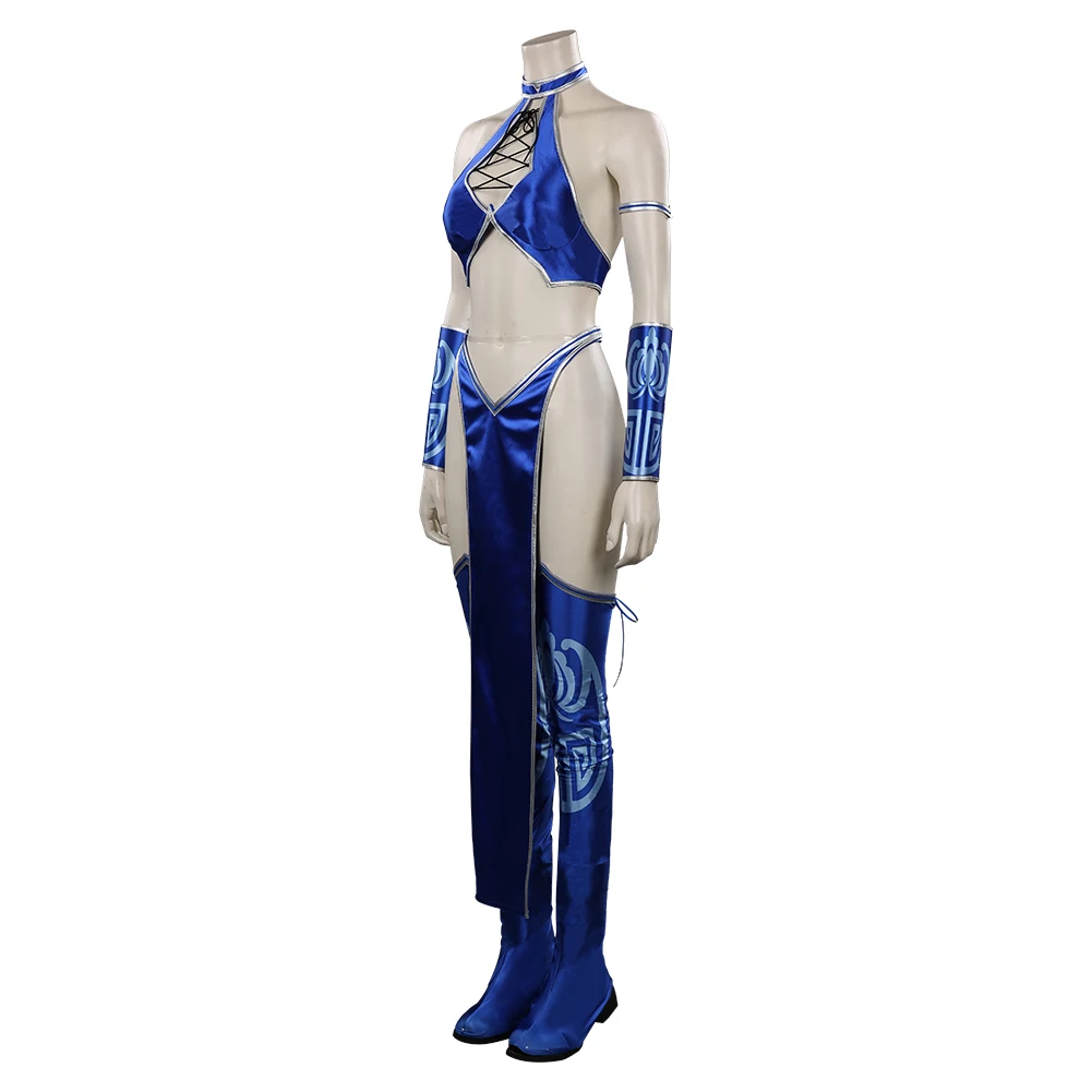 Fato de Cosplay Mortal Kombat feminino, conjunto completo, cor