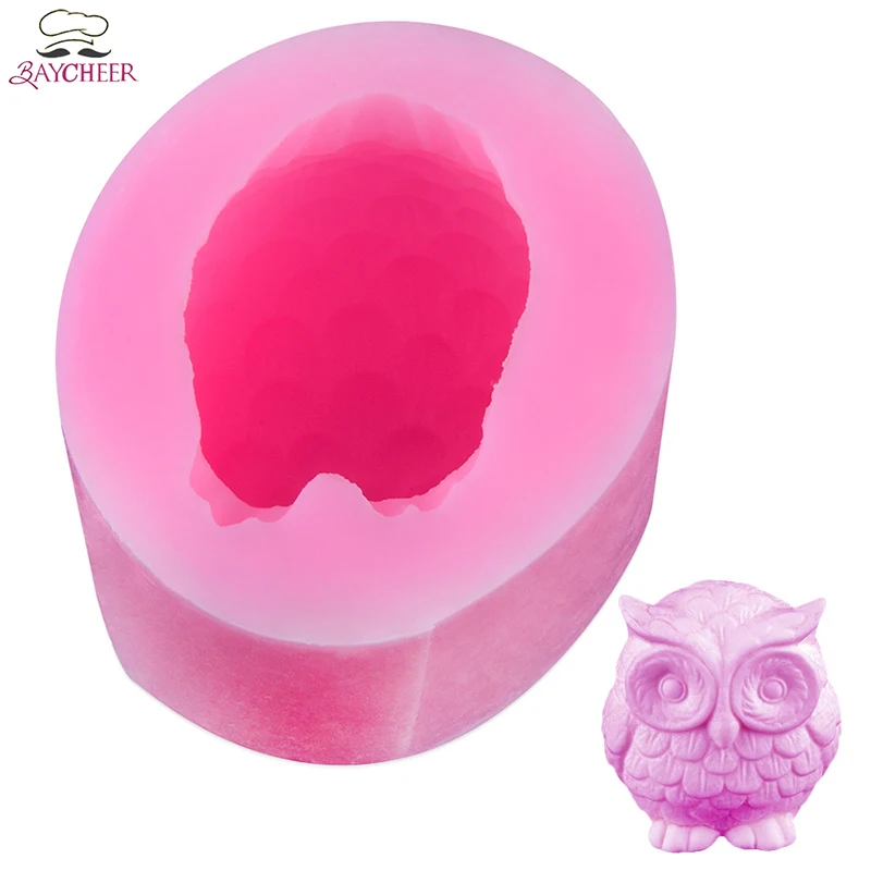

BAYCHEER 3D Owl Shape Silicone Mould Cartoon Chocolate Soap Fondant Mold Cake Decorating Tool Home Kitchen DIY Baking Tool