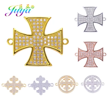 

Juya DIY Costume Jewelry Making Findings Micro Pave Zircon Hero Glory Medal Religious Christian Cross Charm Connectors Supplies