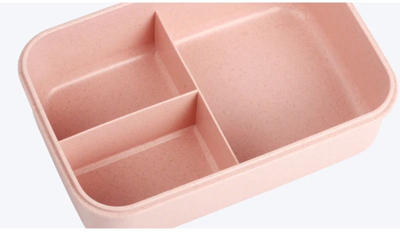TUUTH Microwave Lunch Box Wheat Straw Dinnerware Food Storage Container Children Kids School Office Portable Bento Box B5