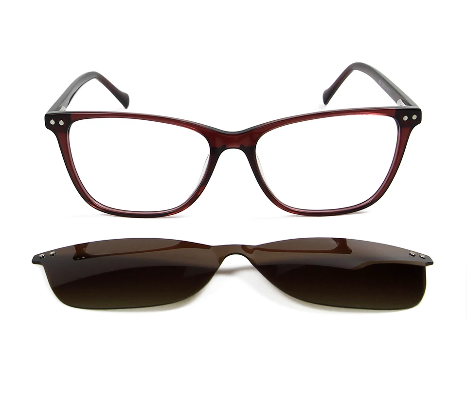 Acetat 2 In 1 Magnet Polarisierte Clip Auf Sonnenbrille Frauen Cat Eye Brille Rahmen Optische Myopie Platz Brillen Rahmen Für männer – Detail 13